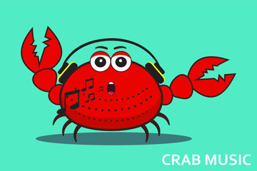 vector illustration of music red crab with claws