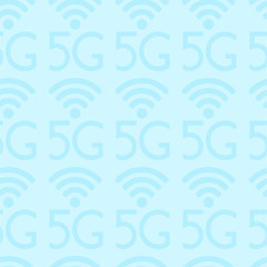 5g. Seamless vector pattern. Five generation of internet symbol. 5g technology icon. High speed internet connection.
