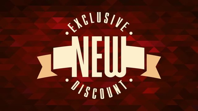 exclusive new discount ad over background with tiny ruby color triangles for retail products business