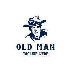Old Man logo design. Awesome a old mansilhoutte. A old man logotype.