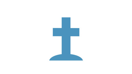 Cross grave stone icon appearing from the ground death concept blue
