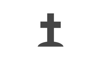 Obraz premium Cross grave stone icon appearing from the ground death concept gray