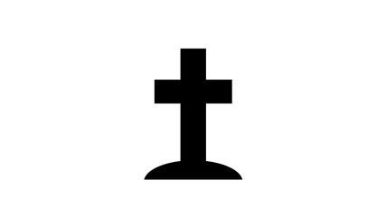 Fototapeta premium Cross grave stone icon appearing from the ground death concept black