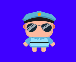 flat design little character vector, police