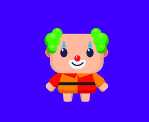 flat design little character vector, clown