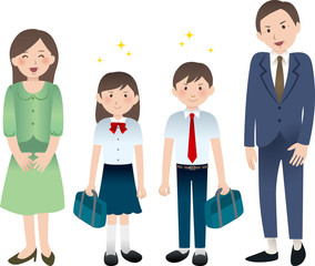 父母と中学生の子供たち