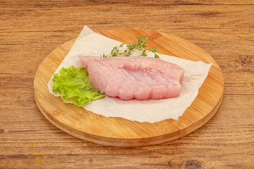 Raw turkey breast steak for cooking