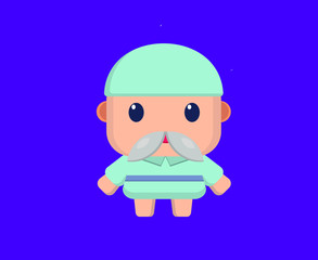 flat design little character vector,
old nurse male