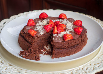 chocolate cake with strawberries