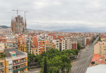 Obraz premium Spain, Barcelona, Aerial view of buildings in the Eixample quarter.