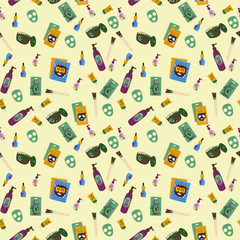 Background vector illustration, personal care. Face mask with a different design. Background textures for packaging design