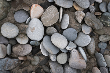 Close-up Overhead View of Large Random Beach Pebbles