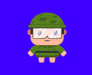 flat design little character vector,
army