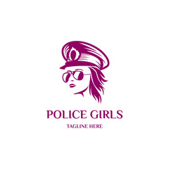 Police woman logo design. Awesome a police woman silhoutte. A police woman logotype.