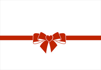 Decorative red  bow with horizontal  ribbon isolated on white. Vector gift bow for page decor. Concept for invitation, banners, gift cards.