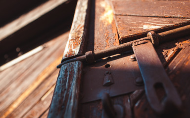 old wooden gate painted with old paint
