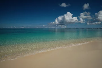 Papier Peint photo Plage de Seven Mile, Grand Cayman Crystal clear waters and pinkish sands on empty seven mile beach on tropical carribean Grand Cayman Island