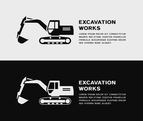 Vector black and white excavator icon