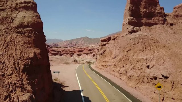 Traveling through the shell ravine on the route, Calchaqui Valley, Salta, Argentina
