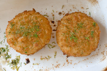 Cutlets in a roasting dish