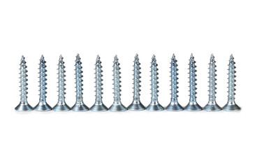 Screw and screwdrivers for construction work on a white background