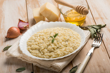 Risotto with sage honey and parmesan cheese