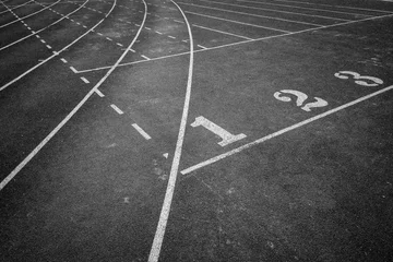 Fotobehang Background of running track surface with track numbers © Salinthip
