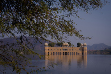 Fototapeta na wymiar Water Palace (Jal Mahal) in Man Sagar Lake. Jaipur, Rajasthan, India. XVIII century. Jal Mahal Palace