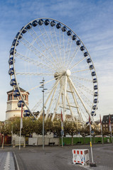 Dusseldorf landscape,  winter. Ferris wheel