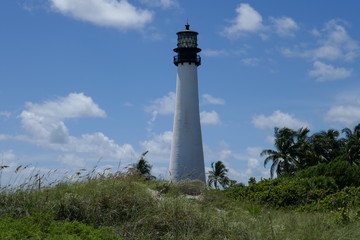 Lighthouse at the beach Cloudy sky