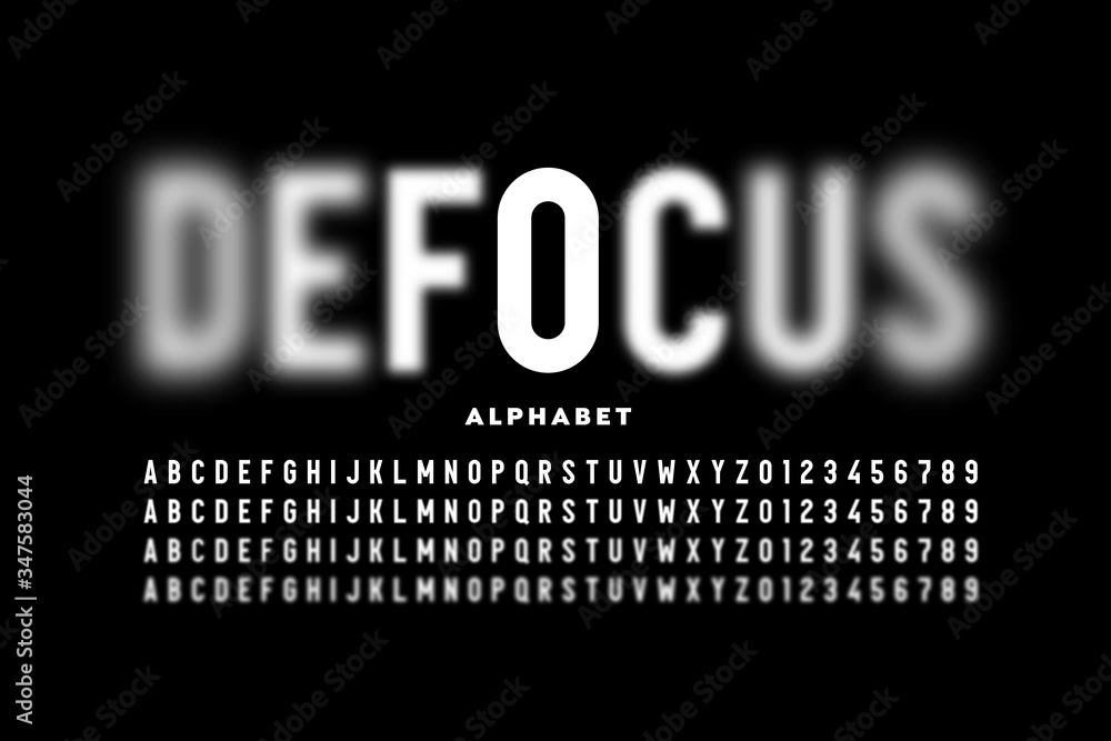 Poster font design with focused and defocused letters