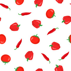 Red tomato pepper paprika seamless pattern.