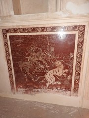 Ancient Lakshmi Narayan temple, wall paintings, Hindu religion, Orchha, Madhya Pradesh, India.