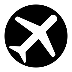 Obraz premium Aircraft icon vector on black circle. White background