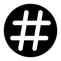 Obraz premium Hashtag icon vector on black circle. White background