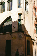 Facade contemporary architecture, vintage building.