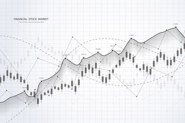Stock market graph or forex trading chart for business and financial concepts, reports and investment on grey background . Vector illustration
