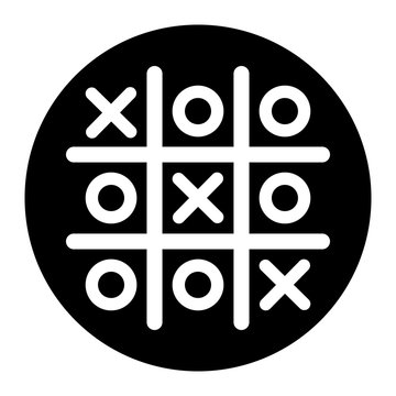 recommend clip art: Tic tac toe icon on black circle. White background
