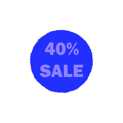 40 percent discount, blue business icon, emblem, shopping, black friday vector illustration
