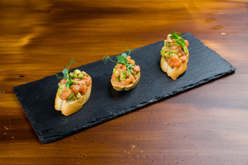 bruschetta with salmon and avocado