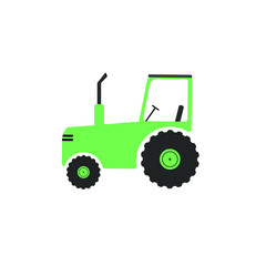 Tractor green color, icon, emblem, logo, agriculture, agribusiness vector illustration

