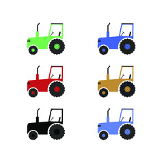 set of tractors, agricultural transport, industry vector illustration
