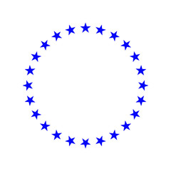circle with blue stars, emblem, icon, logotype, poster, frame, print version vector illustration
