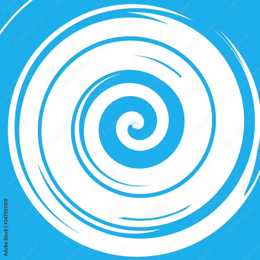 Poster blue vector radial curve spiral twirl background. hypnotic, dynamic vortex object. stock vector illu