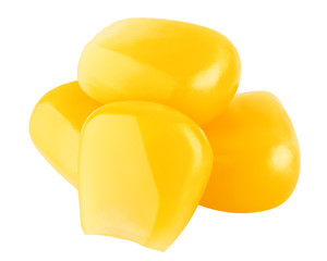 corn seeds isolated on white background, clipping path, full depth of field