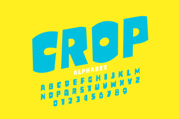 Crop style font, alphabet letters and numbers