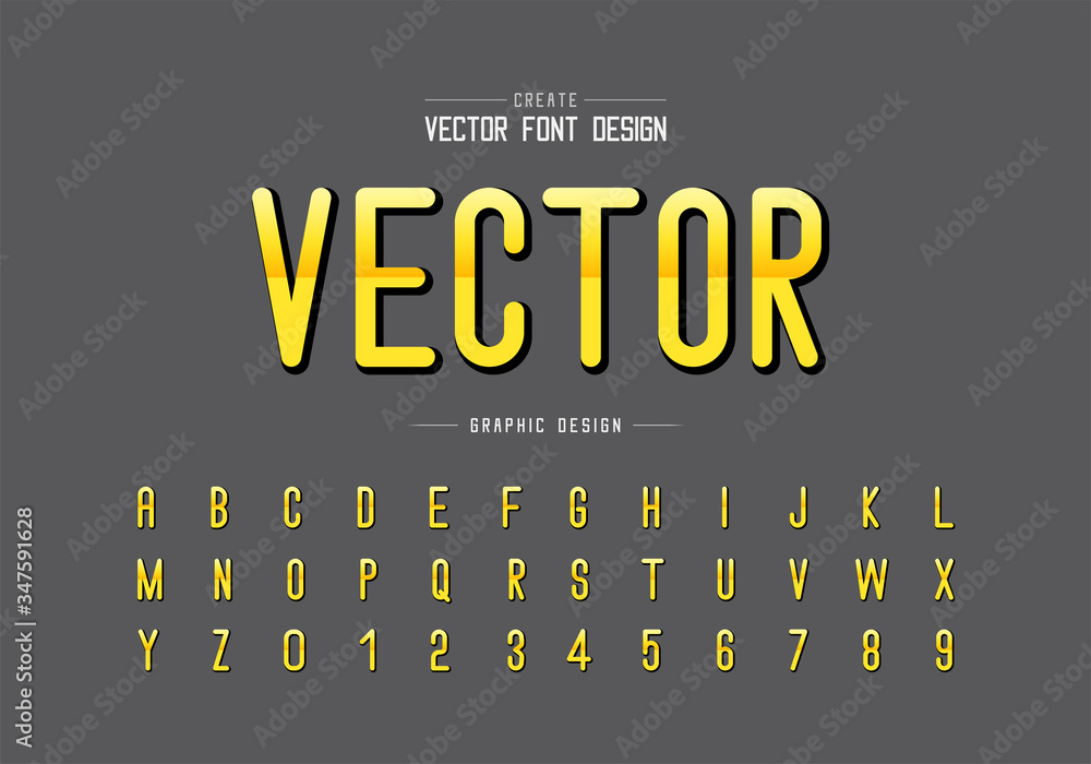 Poster reflective font and alphabet vector, gradient letter style typeface and number design, graphic text 