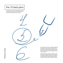 Pen icon, signature in the style of brush strokes. Number 5 is circled