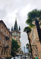 Pointed tower on an old building in the center of Batumi