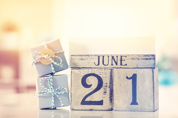 June 21 Fathers day theme with small gift boxes